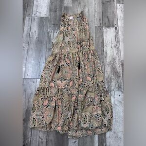 Boemo Anthropologie Paisley Print Maxi Dress Sleeveless Halter Tank Medium